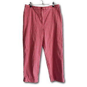 Eddie Bauer Vintage Cropped Pants Red White Checkered Woman Size 14 Picnic